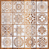 16pcs15*15 Painting Stencil DIY Drawing Mandala style Laser Cut Wall Stencil Painting for Wood Floor Tiles Fabric Template