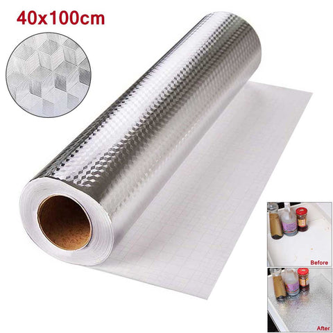 Kitchen Wallpaper Wall Stove Aluminum Foil Oil-proof Stickers Anti-fouling High-temperature Self-adhesive Croppable Wall Sticker